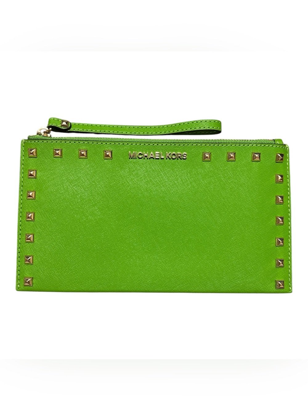 Michael Kors Lime Green Studded Wristlet Clutch